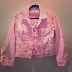 English Factory size S Pink Denim Ruffle Jacket
